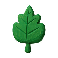 Fototapeta premium PNG Green carved wooden leaf illustration.