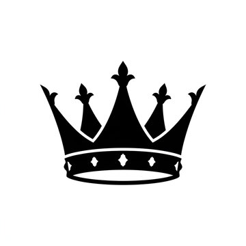 Black and White Crown Illustration Minimalist Royalty Symbol Vector Design
