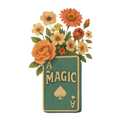 Fototapeta premium PNG Vintage floral magic card illustration.
