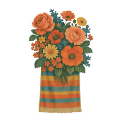 Fototapeta premium PNG Vibrant floral bouquet illustration