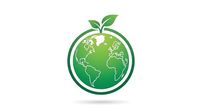 Glass globe with green plant inside representing nature.