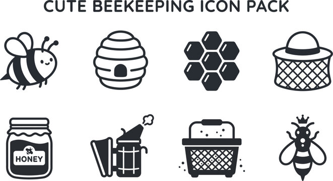 Beekeeping Icons Collection Vector EPS Editable Commercial Use