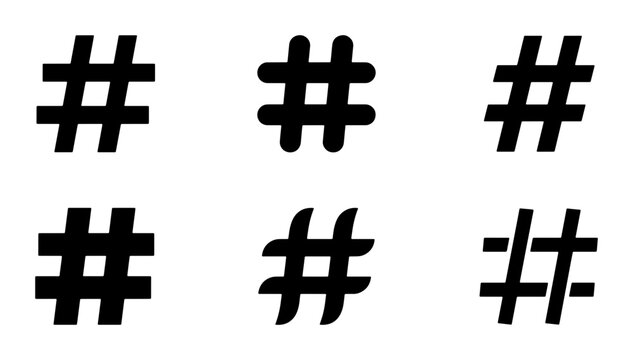 Hashtag Symbols Collection, Social Media Icons Set, Digital Marketing Tags, Graphic Design Elements