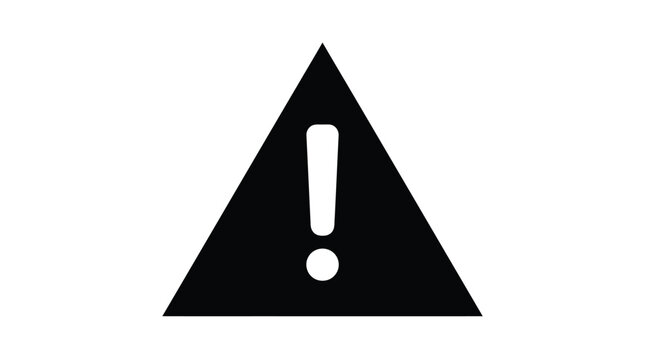 A black triangle with a white exclamation mark inside signifies a warning.