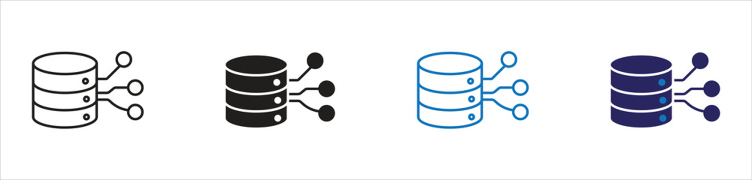 Database Network Outline Vector Icon .