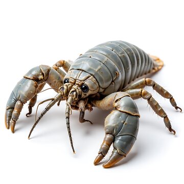 Giant Isopod Bathynomus giganteus Isolated on Pure White Background