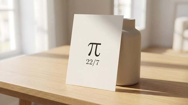 Minimalist Greeting Card Mockup for Pi Approximation Day