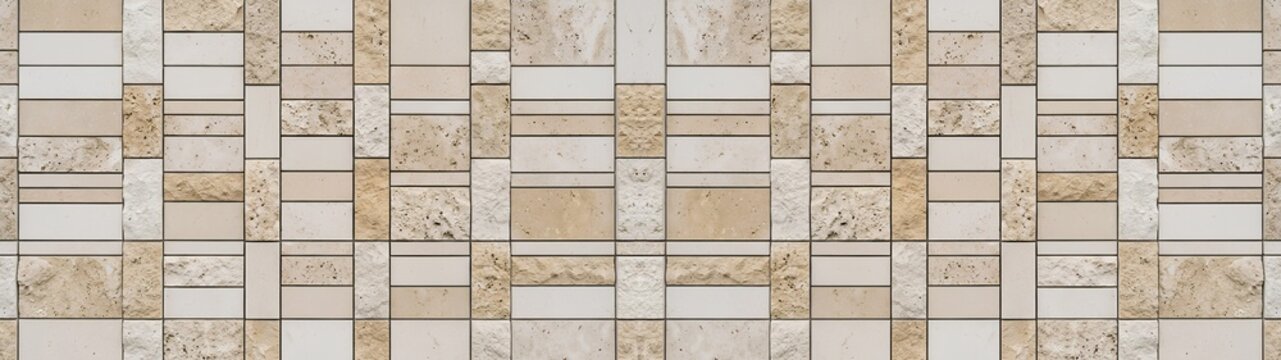 Beige Stone Mosaic Tile Texture Seamless Background