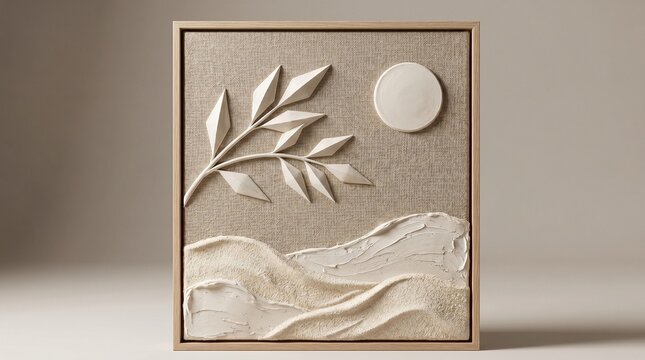 Minimal Botanical Wall Art Mockup in Modern Living Room