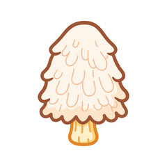 Cute Hericium erinaceus mushroom icon sticker © Kitypaws design