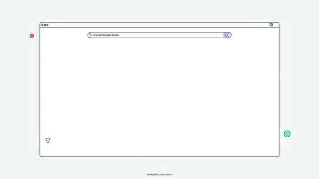Animated Browser Search Bar Interface with Premium Creative Assets Results
