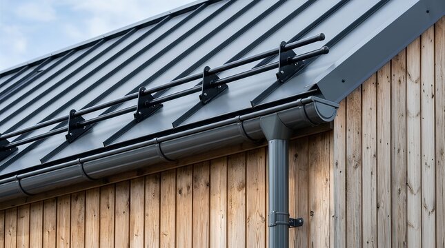 Modern Metal Roof Installation With Wood Exterior Design