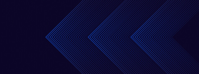 Minimalist dark blue background with thin neon blue lines forming arrow patterns © wiwin