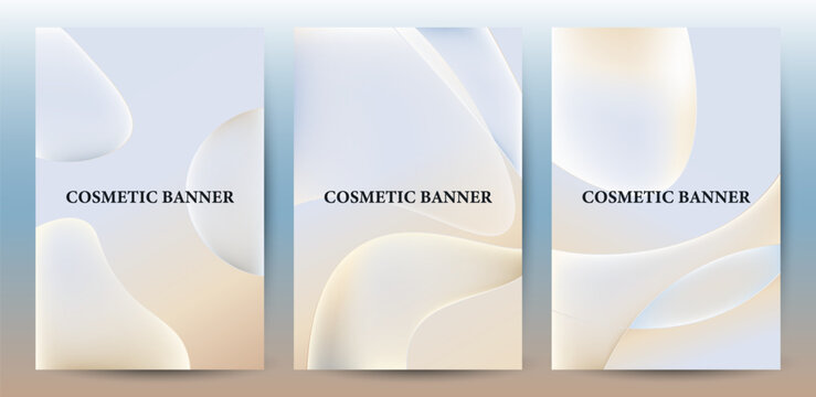 Minimalist Cosmetic Product Banner Templates with Soft Flowing Waves