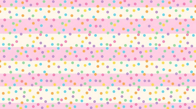 Pastel pink striped pattern with colorful polka dot sprinkles
