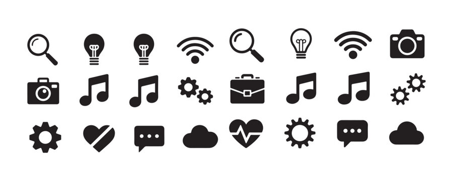 Business and technology icon set flat vector illustration miscellaneous objects for web and mobile.