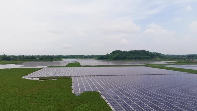 Solar panels in Ho Quang Thanh, Ho Chi Minh, Vietnam during sunny day