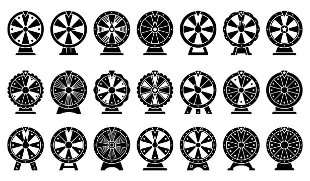 Fortune Spin Wheel Vector Illustration Luck and Prize Icon Set