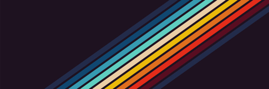 Retro Rainbow Stripe Pattern Background Vector with Vintage Colors. Vector illustration