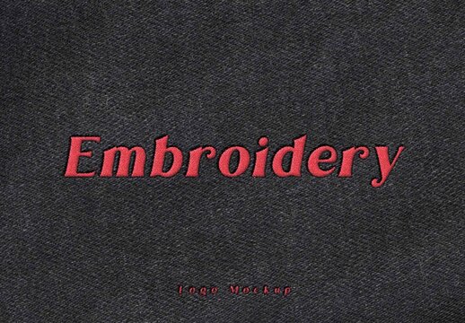 Fabric Embroidery Logo & Text Effect with Red Stitching