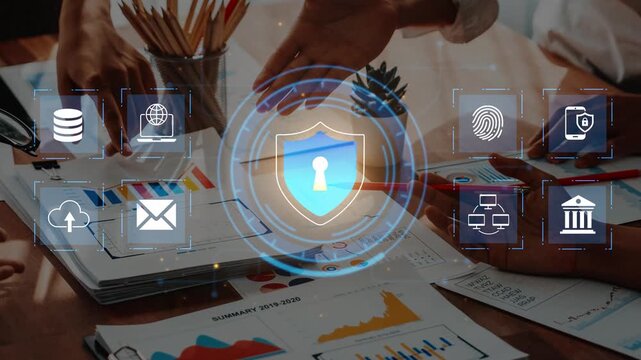 Digital Security Concept with Data Protection, Privacy Features, and Business Analysis Tools for Safe Online Transactions and Secure Collaboration Gluon.