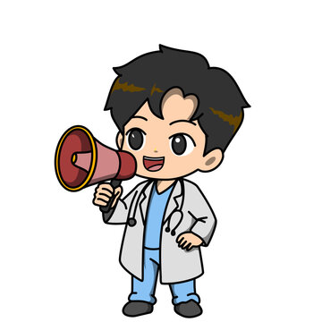 chibi doctor with megaphone