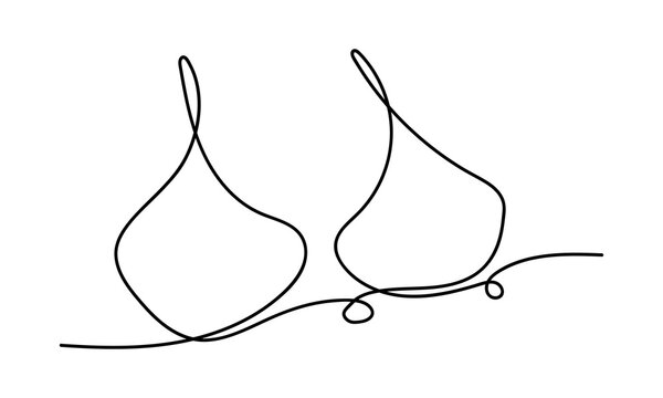 Continuous line drawing of bikini top minimal hand drawn vector illustration Editable stroke.