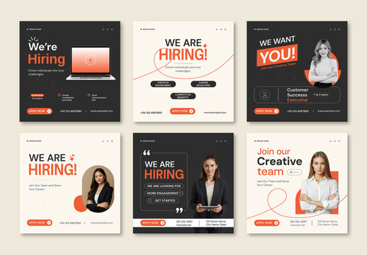 We Are Hiring Social Media Post Design Template for Companies