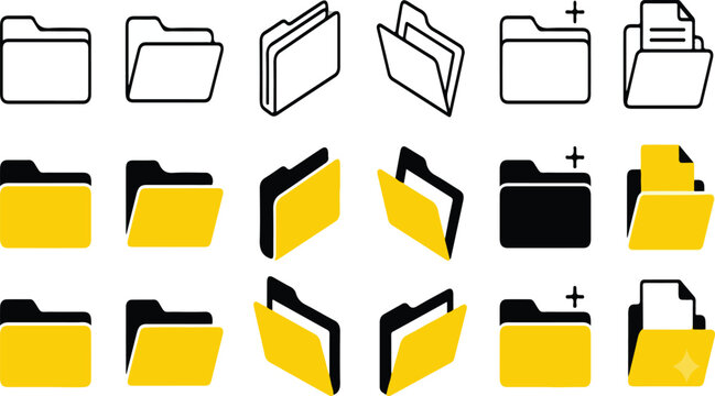 File folder icon set. Design for app, logo etc. Vector EPS 18.eps