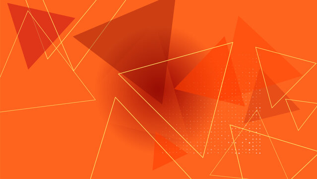 Abstract geometric background with orange and red overlapping triangles and thin white outlines.