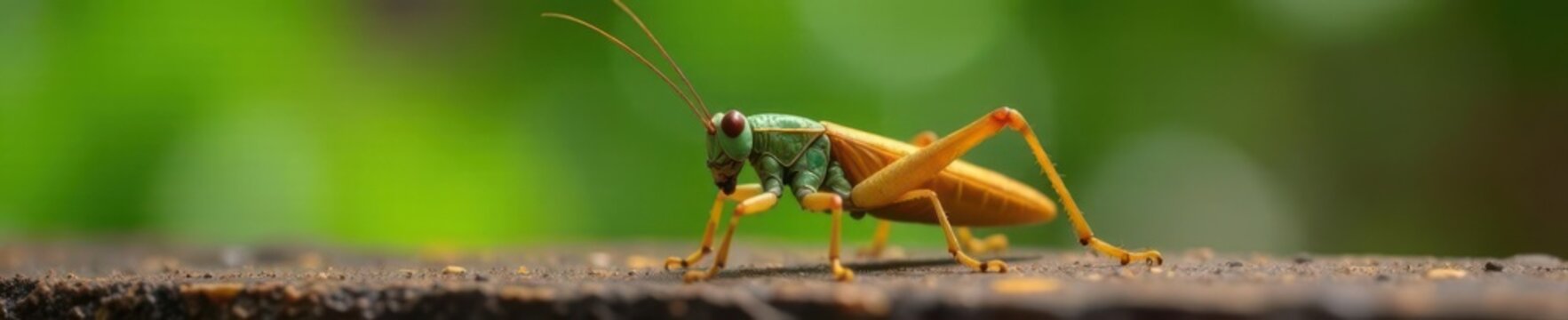 Acrida Cinerea locust, blurred natural backdrop, close-up, animal, insect