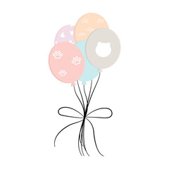 Cat birthday balloons bouquet for party celebration pastel © BlackGroundMeYou 