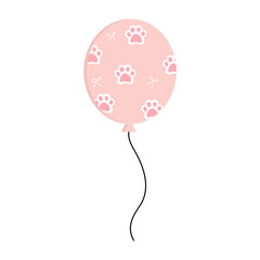Pink balloon with white cat paw print and bow pattern © BlackGroundMeYou 