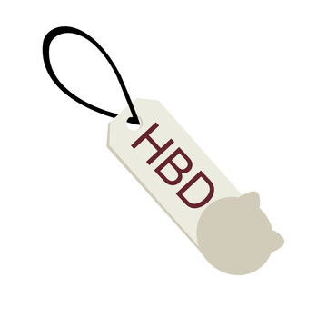 Cat birthday tag with hbd text for greeting gift