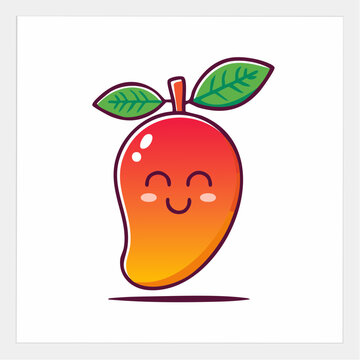 Cute Kawaii Mango Character with Happy Face