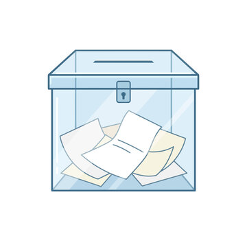 Transparent Ballot Box with Papers - Election Concept