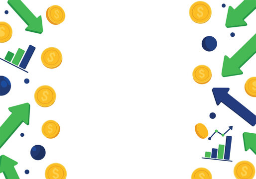 Financial Growth and Decline. Up and Down Arrows. Coins and Charts. Business Concept.