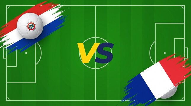 Costa rica vs france soccer match graphic on green field background