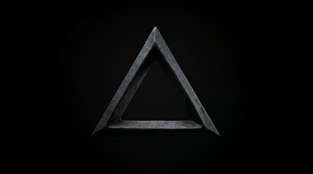 Triangle floating in a dark void represents a clean geometric concept suitable for modern artistic projects or abstract background elements