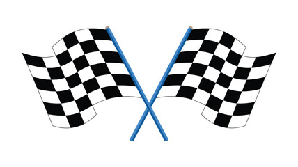 Checkered racing flags, crossed finish line flags on transparent background, motorsport competition, auto racing championship, speed and victory symbol, clean vector illustration and design isolated f © RASEL