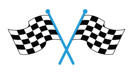 Checkered racing flags, crossed finish line flags on transparent background, motorsport competition, auto racing championship, speed and victory symbol, clean vector illustration and design isolated f © RASEL