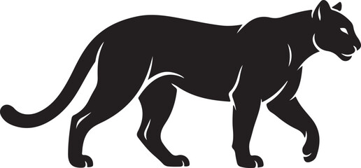 Black panther, wild animal, vector silhouette, wildlife icon, black mammal © MDSAGAR