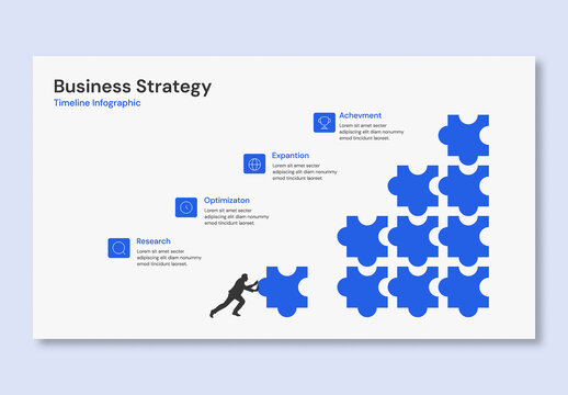 Business Growth Strategy Timeline Infographic Template with Puzzle Illustration