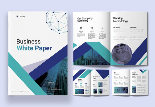 Business White Paper Template with Modern Corporate Brochure Design