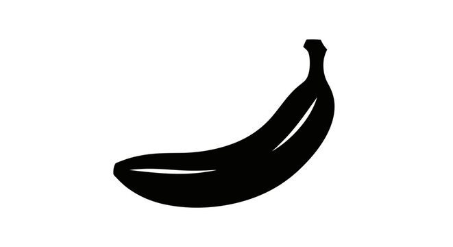 Banana fruit silhouette displays the distinct curved shape of a tropical snack in a clean graphic style.