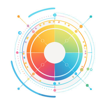 Abstract colorful circle with technology and data elements