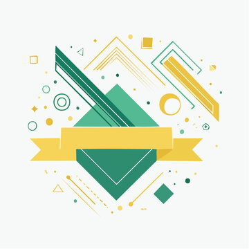 Abstract Geometric Banner with Green and Yellow Shapes