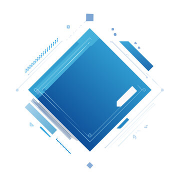 Abstract geometric diamond with blue lines and shapes