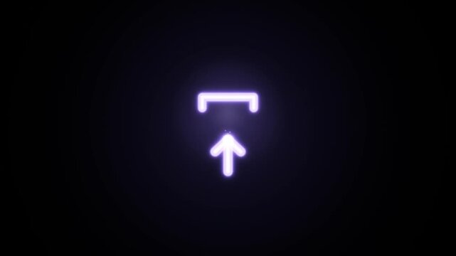 Glowing purple upload arrow icon animating to show digital file transfer to cloud storage.