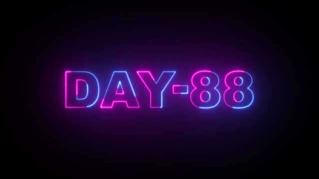 DAY-88 neon sign glowing with pink and blue light on a dark background day 88 text